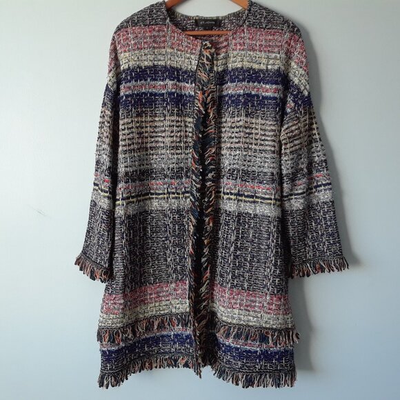 St. John Metallic Tweed Fringe Jacket Size 14 - Picture 2 of 13